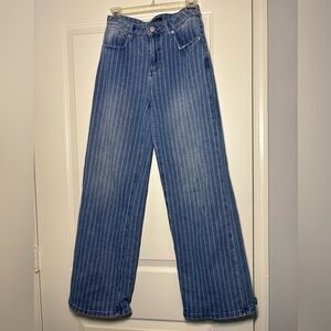 Cache Blue Striped Women's Straight Leg Jeans